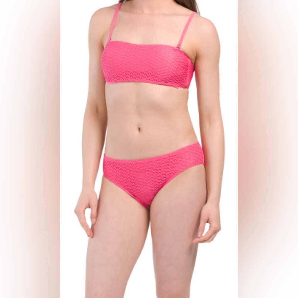 Splendid Vibrant Pink Bikini Set xs NWT TEXTURED strapless or with straps 💕